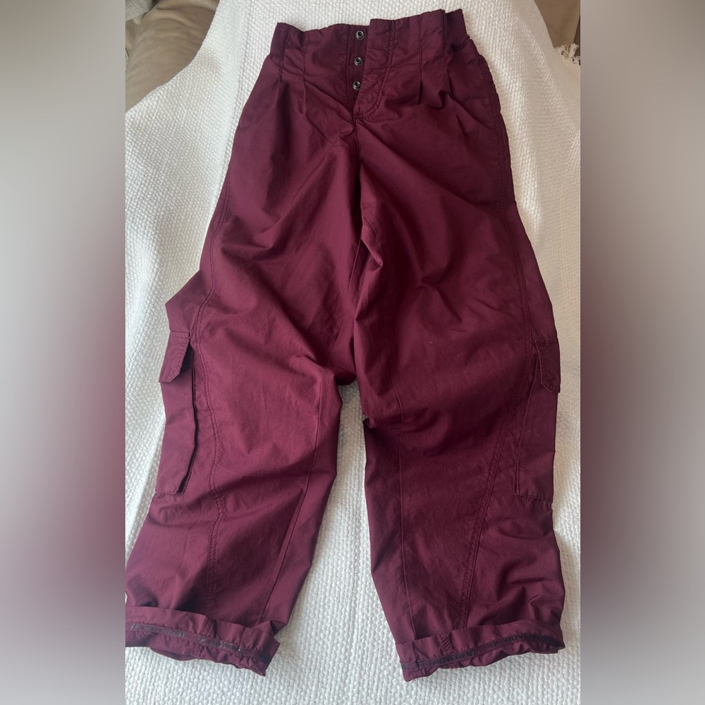 Free People Burgundy Relaxed High-Rise Track Pants - Picture 6 of 8